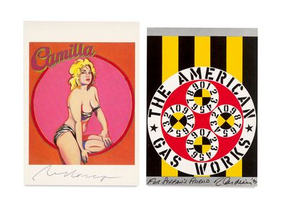 two posters of a woman in a bathing suit and a pinball