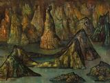 une image représentant un tableau d'un marécage avec des arbres dans l'eau