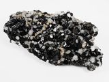 black and white crystals on a white surface on a white surface