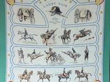 une photo représentant une broderie au point de croix représentant des chevaux et des jockeys