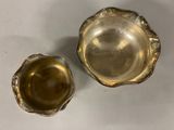 pair of antique silver plated bowls with raised rims