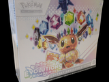 pokemon pokemon evolutions box with a pikachu figure in front of a black background