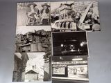 some old black and white photos of people and buildings