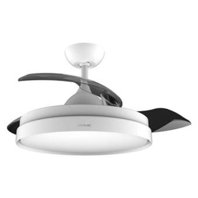 a close up of a ceiling fan with a light on it