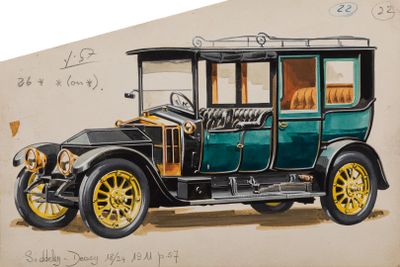 dessin d'une vieille voiture « Model T » sur une feuille de papier