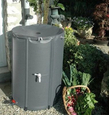 an image of a rain barrel with vegetables in it