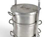 a large metal container with a handle on it