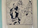a drawing on the wall of a room with a picture of a man and a woman