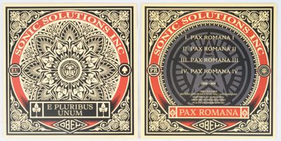 Un ensemble de 2 vinyles OBEY numérotés 241/500, dont Pax Ro…