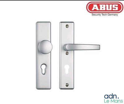 a close up of a door handle on a white background