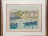 a picture of a painting of boats in the water