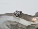 a silver spoon with a ring on top of it