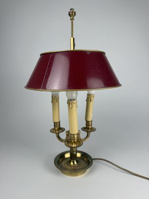 Lampe bouillotte en laiton et bronze à trois bras de lumière…
