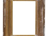 an old gold frame with a white background