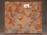 an old suitcase with a painting on the inside of it