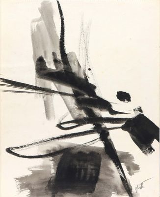 une image représentant une peinture en noir et blanc d'une chaise