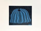 an image of a painting of a blue pumpkin on a black background