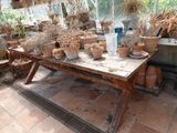 une table sur laquelle sont posés de nombreux pots de fleurs
