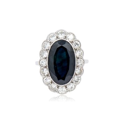 an oval sapphire and diamond ring