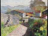une image représentant un tableau où l'on voit une personne marchant sur un sentier