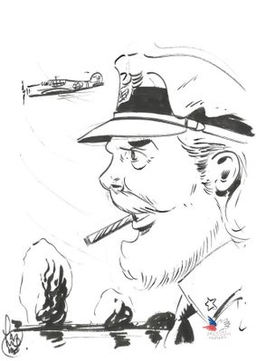 Frédéric Marniquet - "Le capitaine" - Dessin original sur fe…