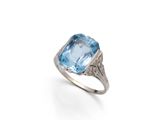 une bague aigue-marine et diamant
