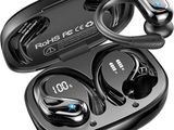 une paire d'écouteurs Bluetooth dans un étui noir