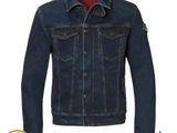 une photo d'une veste en jean avec un col boutonné