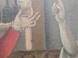 a painting of a woman holding a glass in her hand