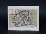 une vieille carte d'une ville avec un château en son centre