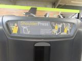 a close up of a gym machine with a sticker on it