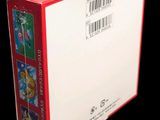 a red box with a barcode on it