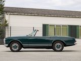 a green convertible car parked in front of a building