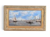 une image d'une peinture de bateaux dans l'eau