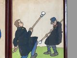 three framed pictures of a man playing golf and a woman with a bat