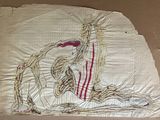 a picture of a piece of cloth with a skeleton on it
