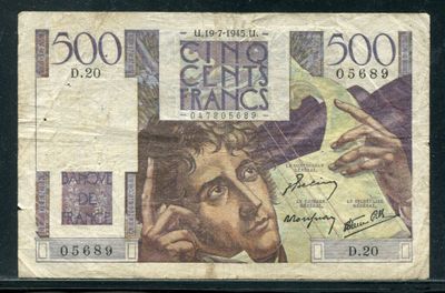 un ancien billet de banque sur lequel figure l'image d'un homme tenant un bout de papier