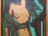 an image of a painting of a woman in a hat