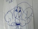 a drawing of a cartoon character on a piece of paper