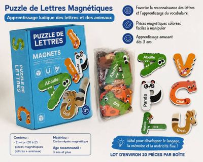 des puzzles et des aimants pour aider les enfants à apprendre les lettres et les chiffres