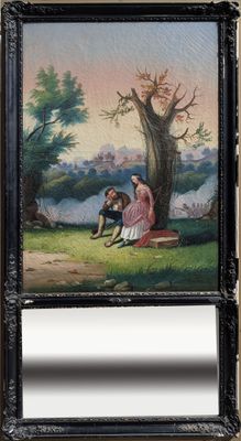 une image représentant un tableau où l'on voit une femme et un homme assis sous un arbre