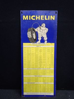une vieille affiche de « Michel Michel Tire Service » sur fond noir