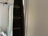 doorway leading to a living room with a staircase leading to a dining room