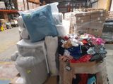 a cart full of items sitting in a warehouse