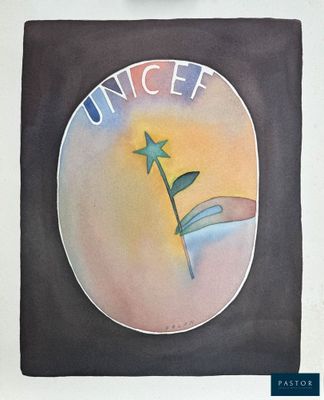 a picture of a painting of a flower on the wall