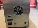 a close up of a metal box with a fan on top of it