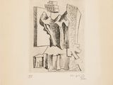 a drawing of a man sitting on a chair in front of a window