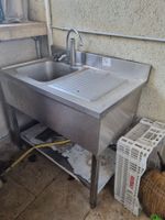 1 plonge inox avec 1 bac et 1 égouttoir, tablette d'entretoi…