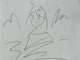 dessin représentant un homme assis sur une planche de surf dans l'eau, avec une bulle de pensée au-dessus de sa tête