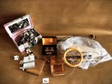 a lot of items that are sitting on a couch